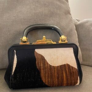 Roberto Di Camerino Elegant Black and Brown Women's Handbag
